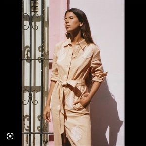 Zara - NWT Limited Edition Linen Dress with Beaded Leaves